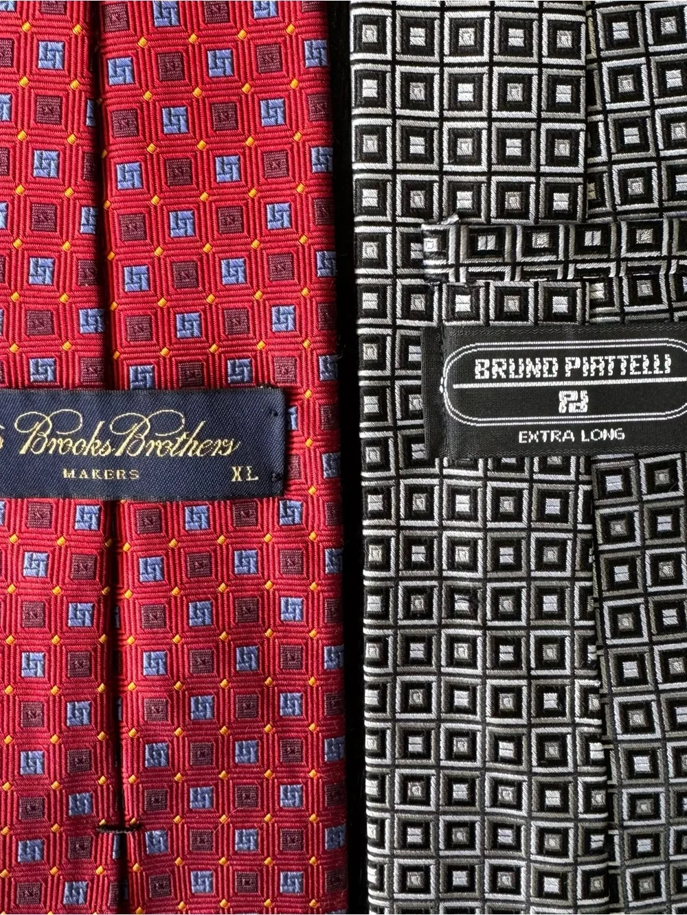 Brooks Brothers and Bruno Piatelli Extra Long Geometric Silk Tie Pair